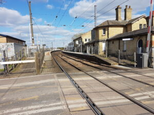 Train tracks leading into Shepreth station